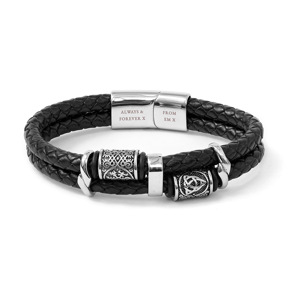 Men's Genuine Leather Bracelet With Celtic Knot & Magnetic Lock – 2024 Design, UK Style 5 thumbnail image