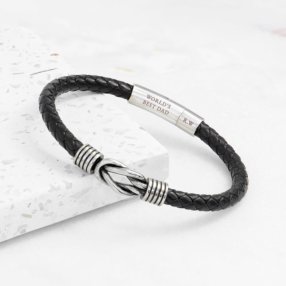 Personalised Men's Infinity Knot Leather Bracelet