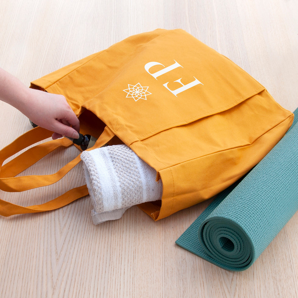 Meditation Yoga Pattern Print Leather Tote Bag main image 0