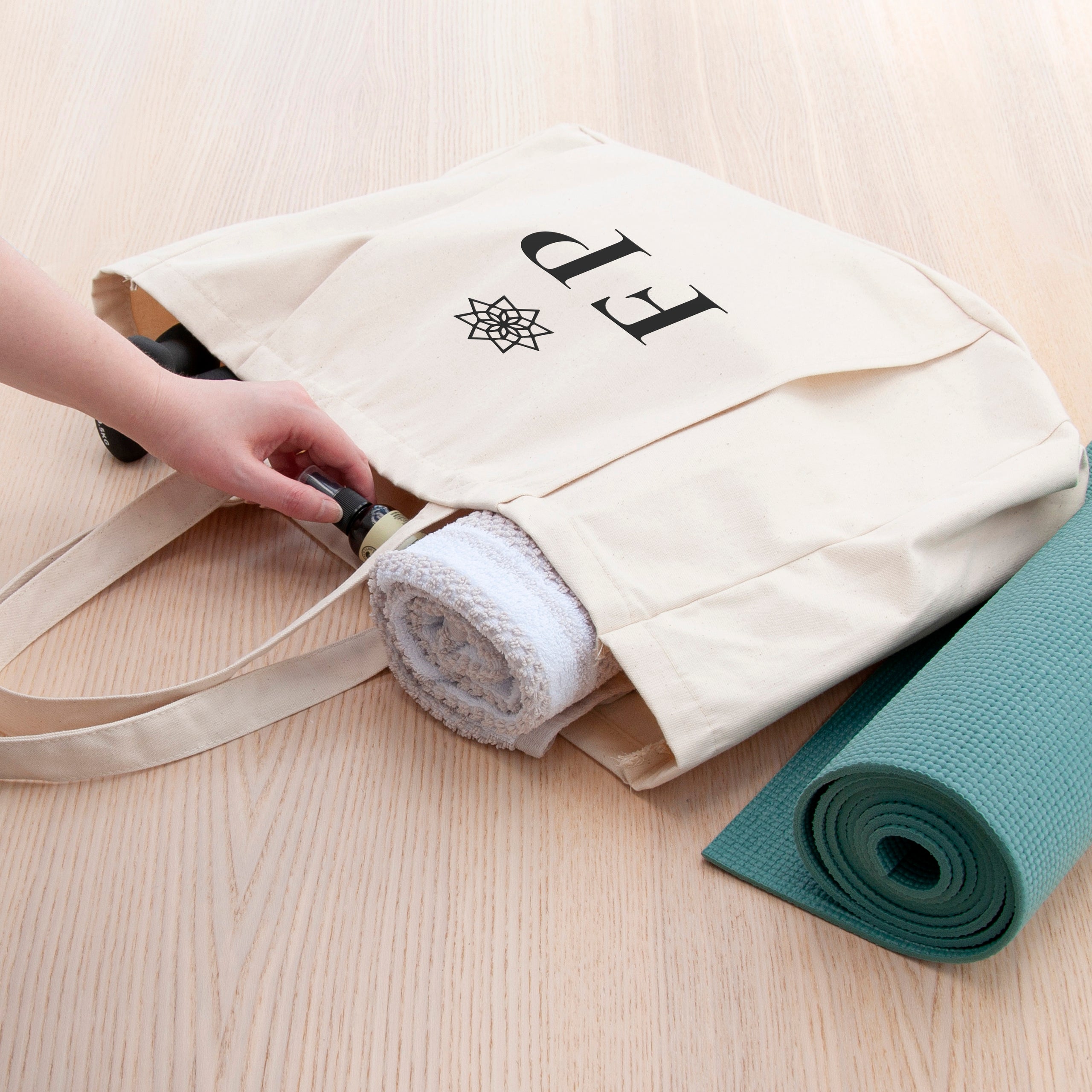 Meditation Yoga Pattern Print Leather Tote Bag