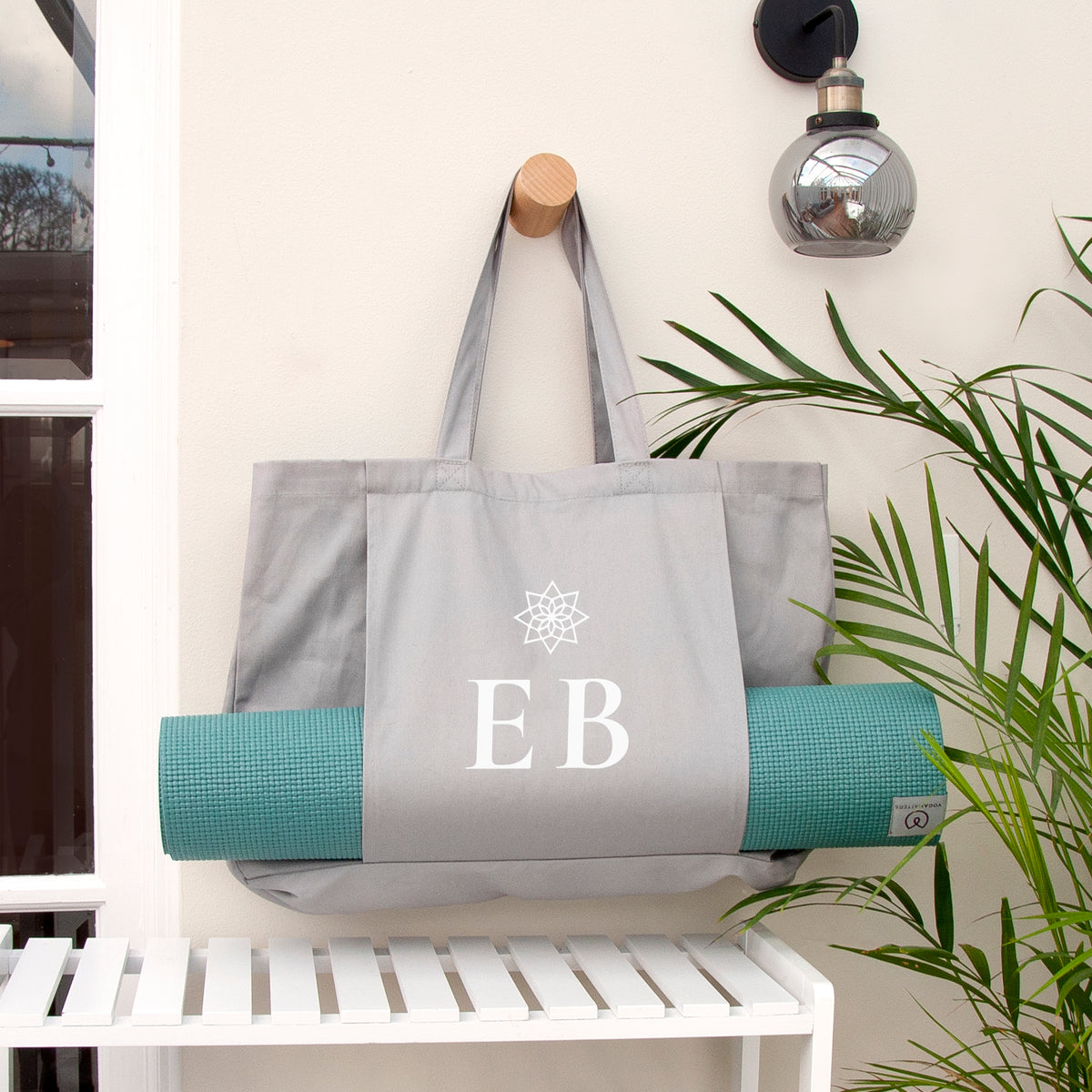 Yoga Meditation Pattern Print Leather Tote Bag