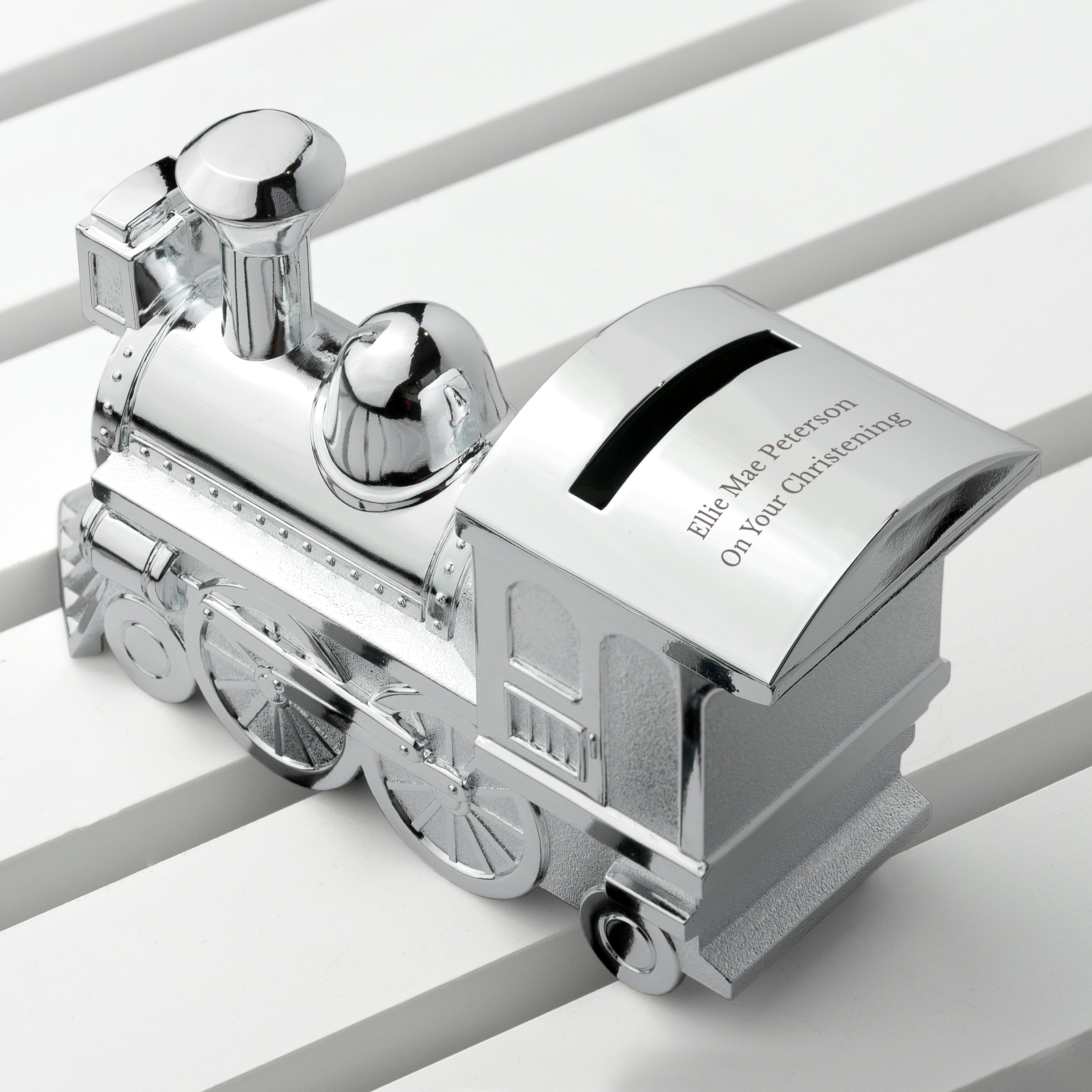 Personalised Silver Plated Train Money Box Gifts for Kids Treat