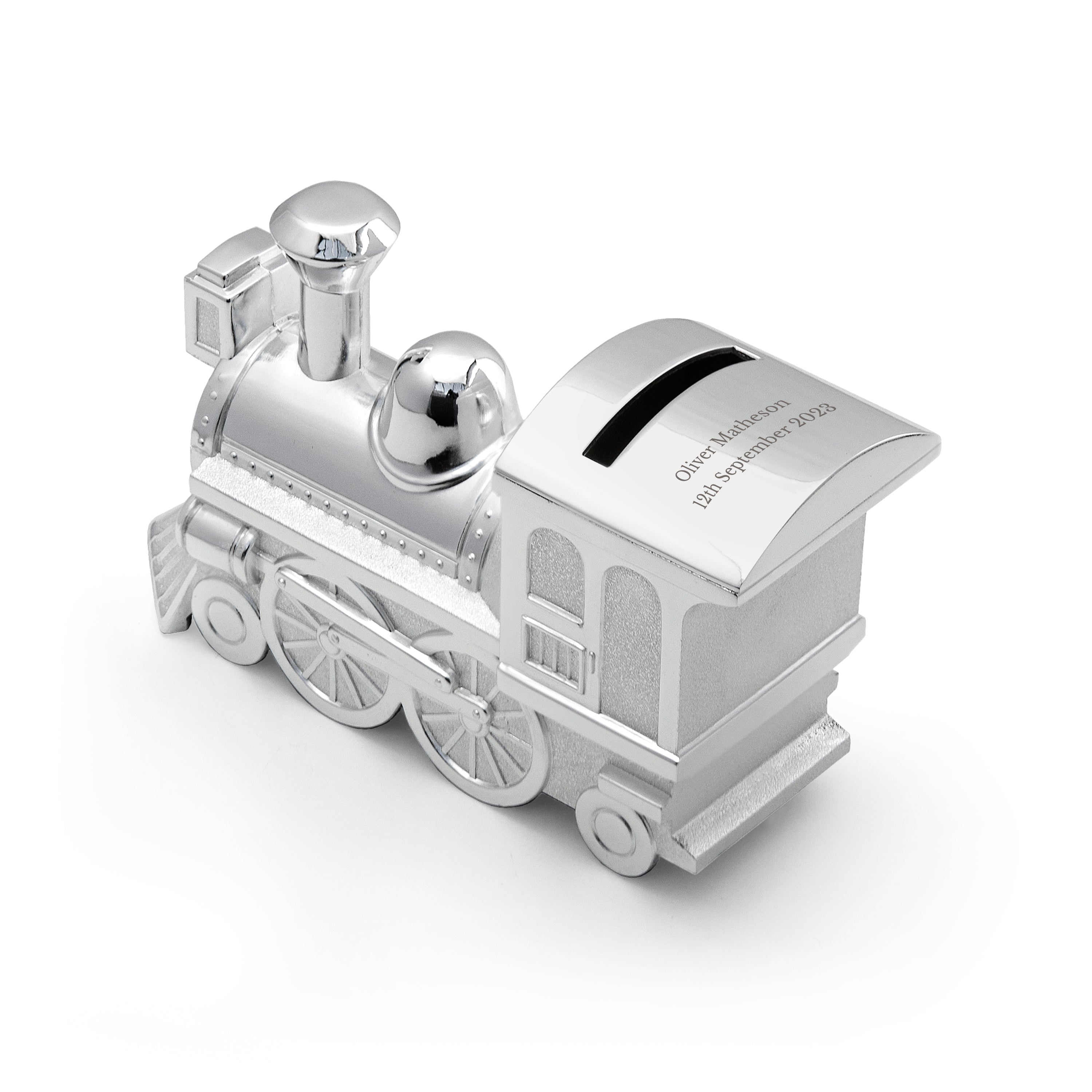 Personalised Silver Plated Train Money Box Gifts for Kids Treat