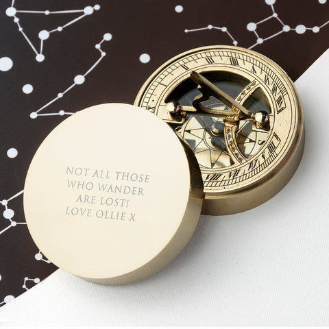 Personalised Adventurer's Brass Sundial and Compass