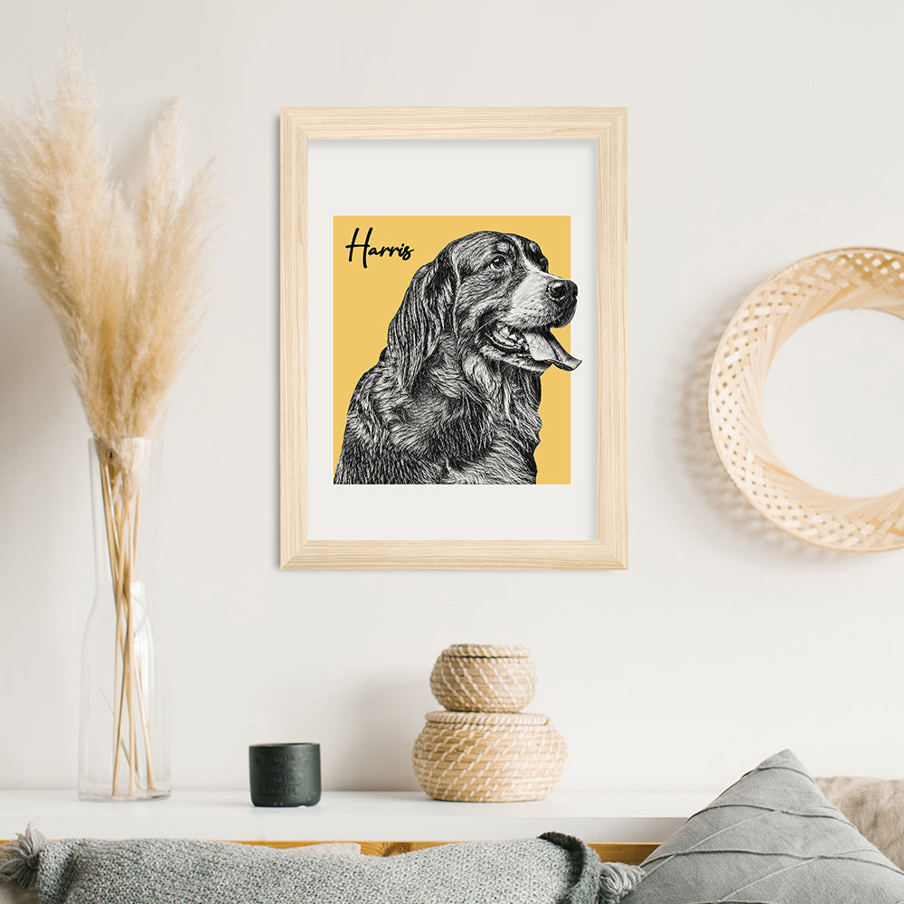 Personalised Pet Portrait Sketch Framed Print