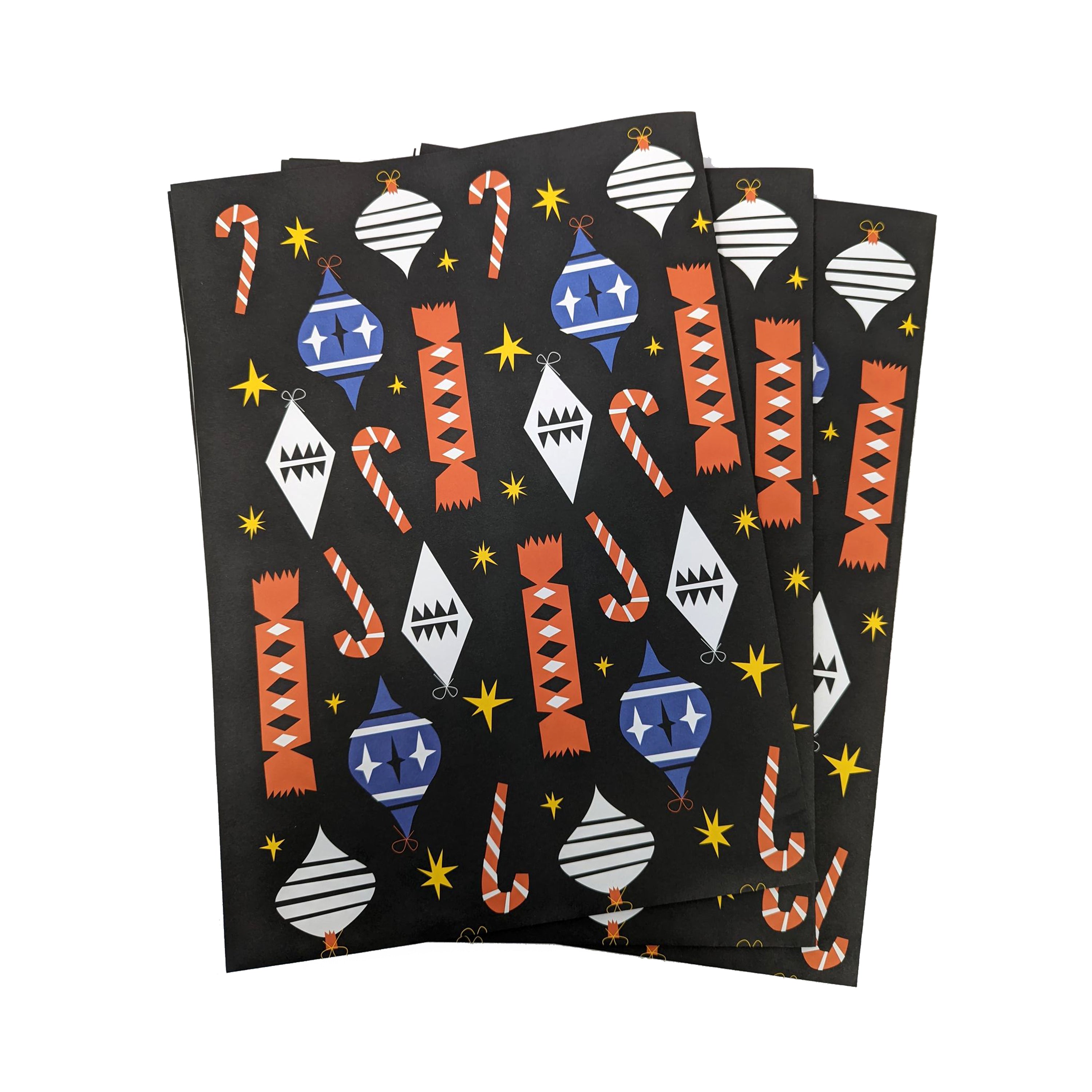 Christmas Crackers and Baubles Luxury Gift Wrapping Paper Christmas