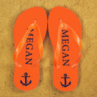 Anchor style Personalised Flip Flops in Orange and Blue - treat-republic