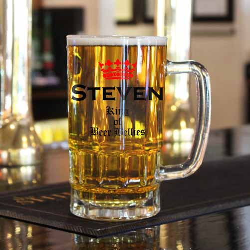 Personalised Beer Belly Dad Glass Tankard - treat-republic