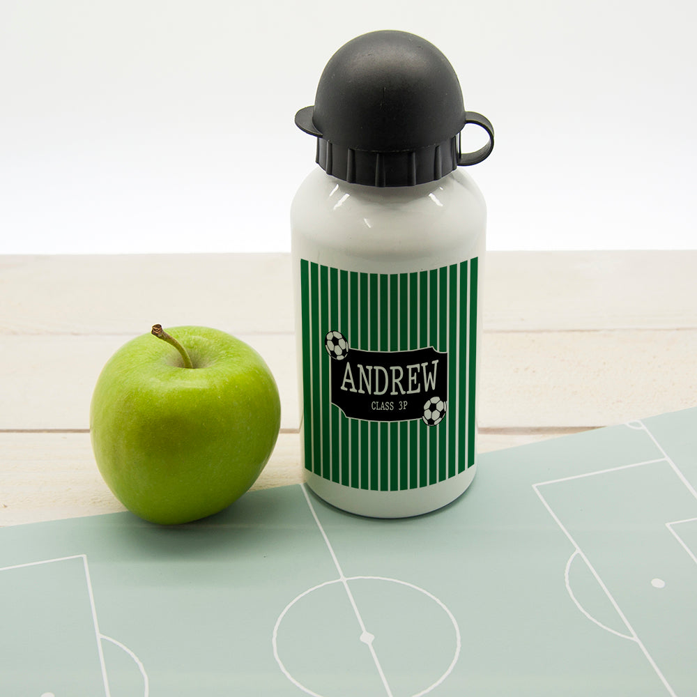 Boys Football Striped Personalised Water Bottle - treat-republic