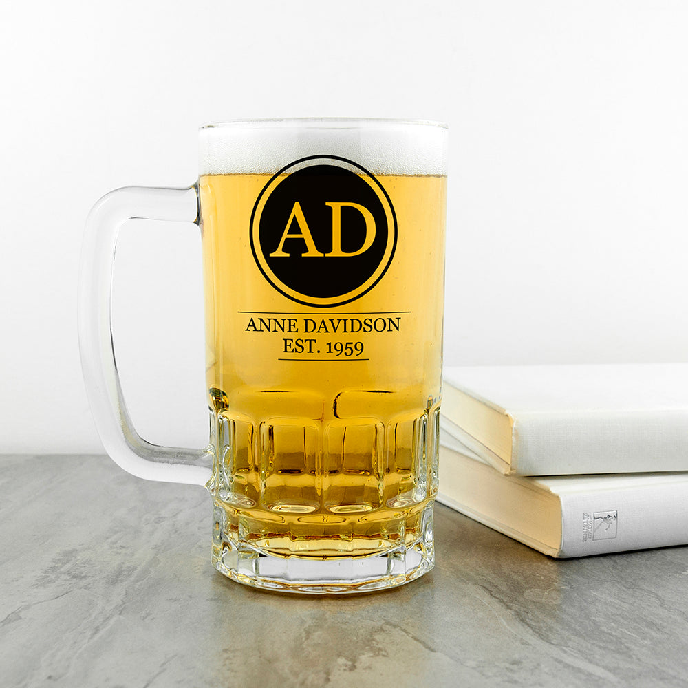 Circle Monogram Beer Glass Tankard - treat-republic