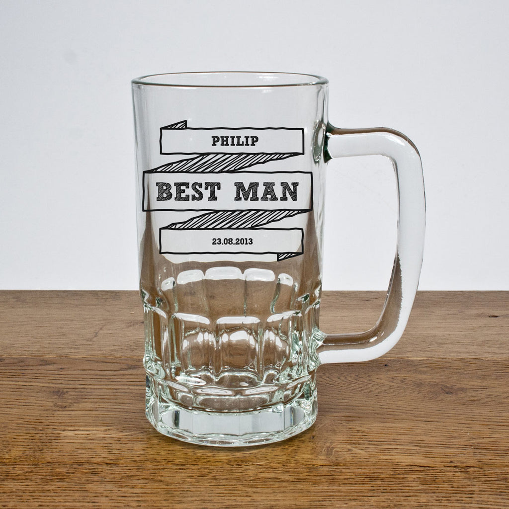Personalised Comic Best Man/Groomsman Beer Glass Tankard - treat-republic