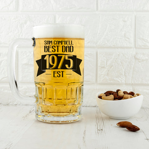 Dad Established In Beer Glass Tankard - treat-republic