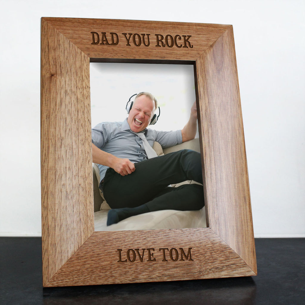 Dad You Rock Engraved Photo Frame - treat-republic