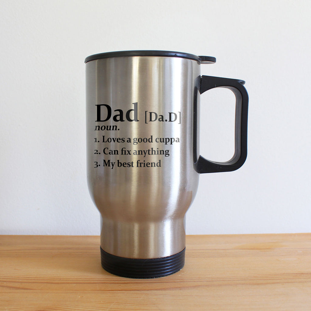 Definition of Dad Silver Travel Mug - treat-republic