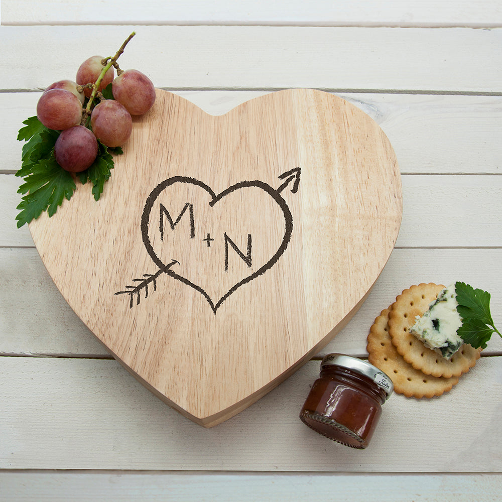 Engraved Carved Heart Cheese Board - treat-republic