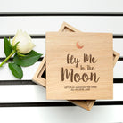 Personalised Fly Me To The Moon Oak Photo Cube - treat-republic