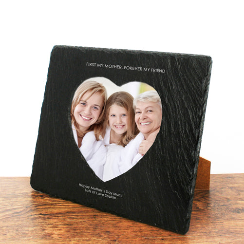 First My Mother Forever My Friend Heart Slate Photoframe - treat-republic