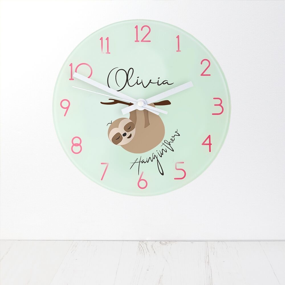 Personalised Sloth Hang In There Wall Clock - treat-republic