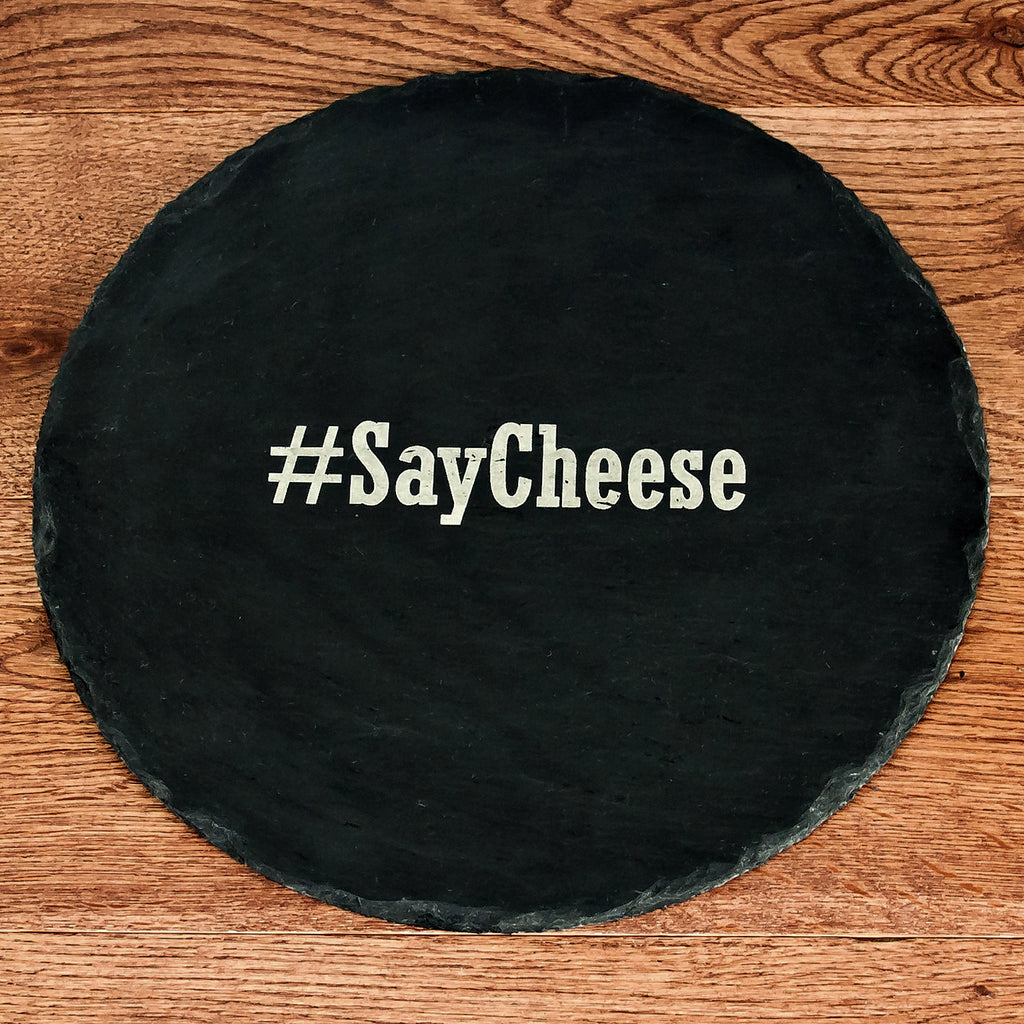 Hashtag Open Phrase Round Slate Cheese Board - treat-republic