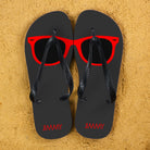 Holiday Style Personalised Flip Flops in Grey and Red - treat-republic