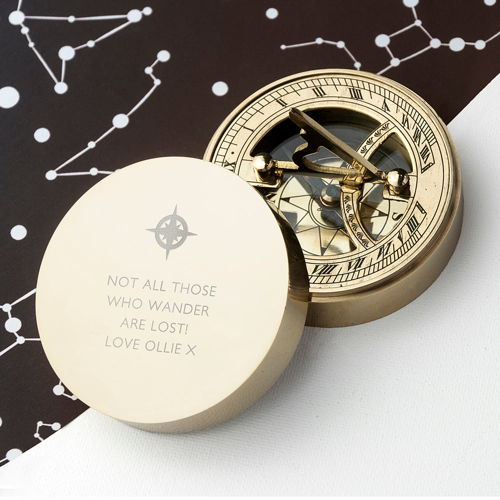 Personalised Iconic Adventurer's Sundial Compass - Wedding and Anniversary Gift Collection - treat-republic