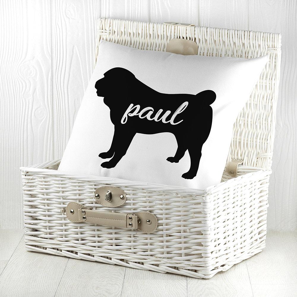 Personalised Pug Silhouette Cushion Cover - treat-republic