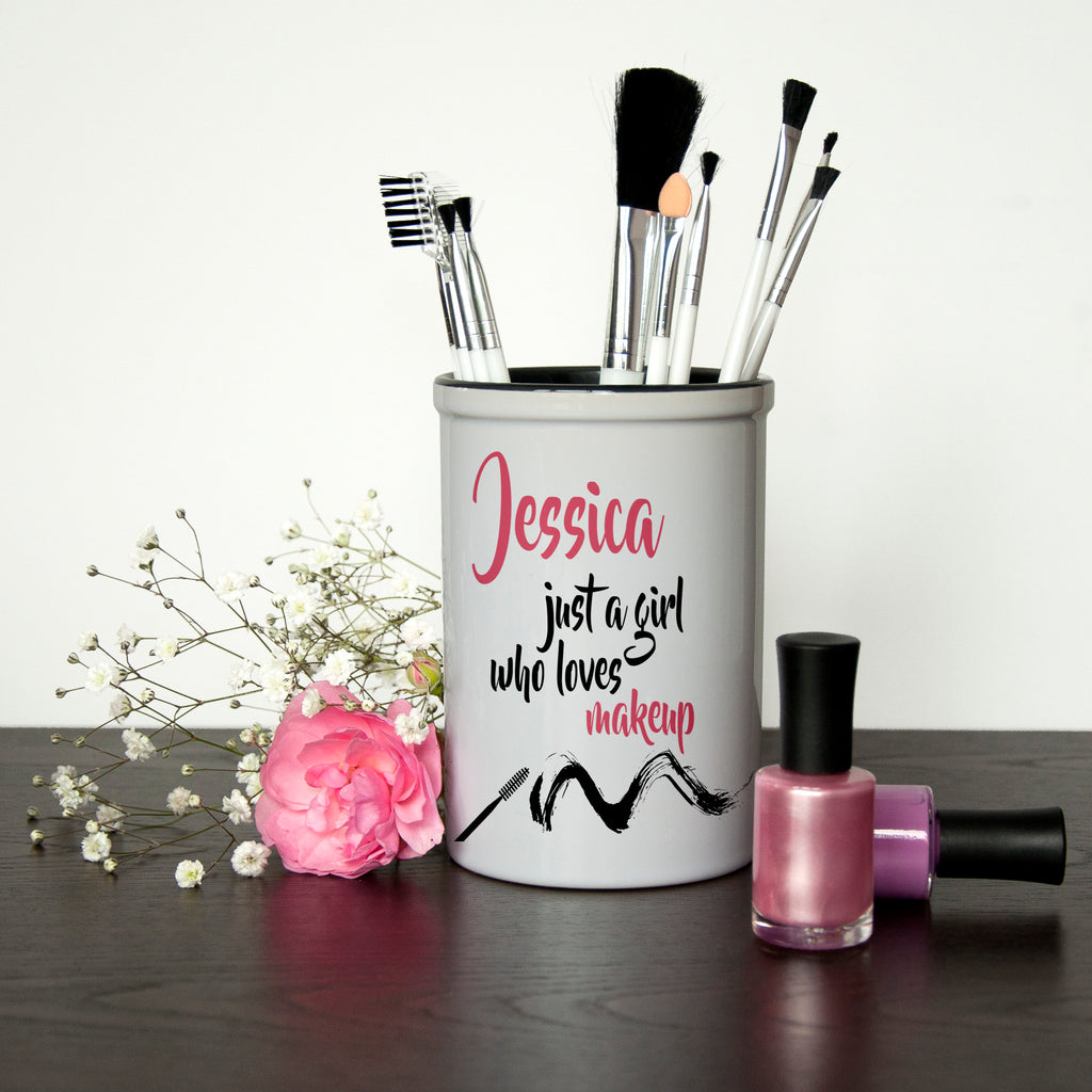 Just A Girl Who Loves Makeup Personalised Make Up Brush Holder - treat-republic
