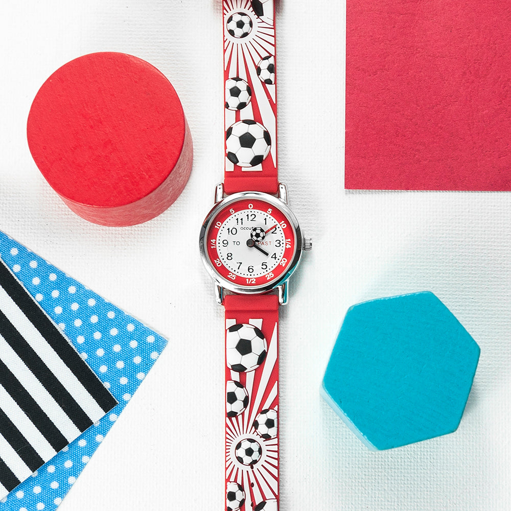 Kids Personalised Red Football Watch - treat-republic