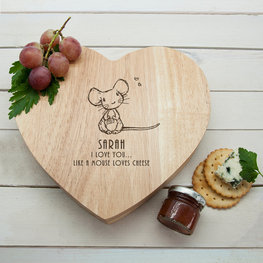 'Like A Mouse Loves Cheese' Romantic Heart Cheese Board - treat-republic
