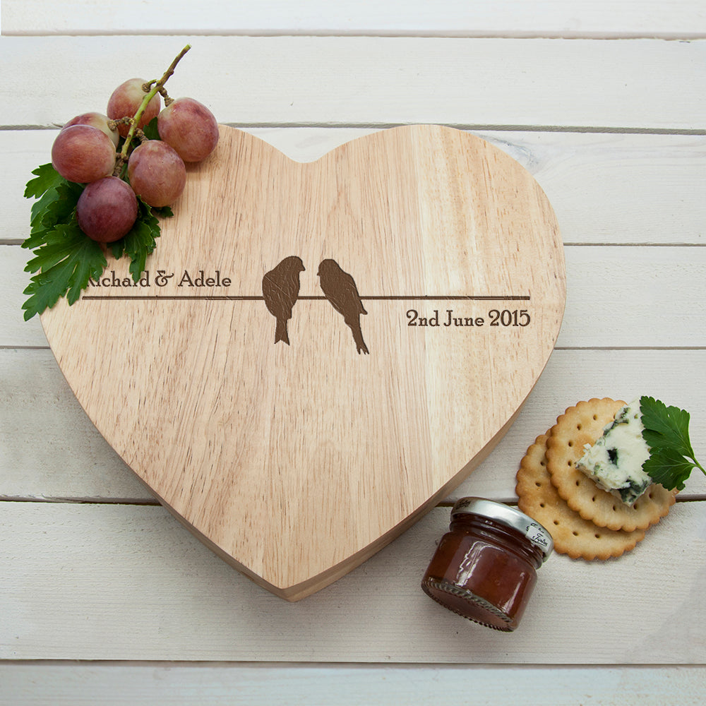 'Love Birds' Romantic Heart Cheese Board - treat-republic