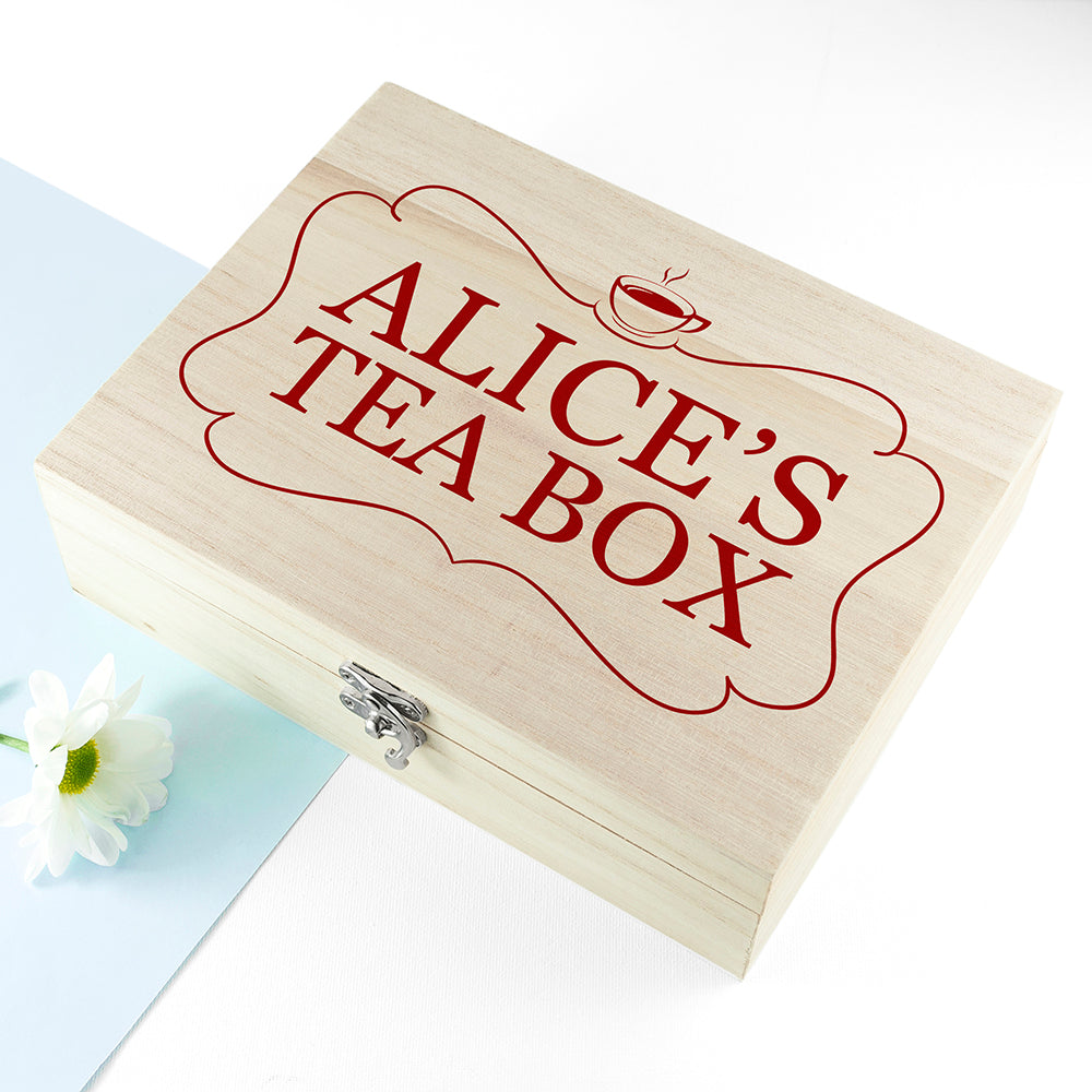 Personalised Classic Tea Cup Filled Wooden Tea Box | Homeware | Treat ...