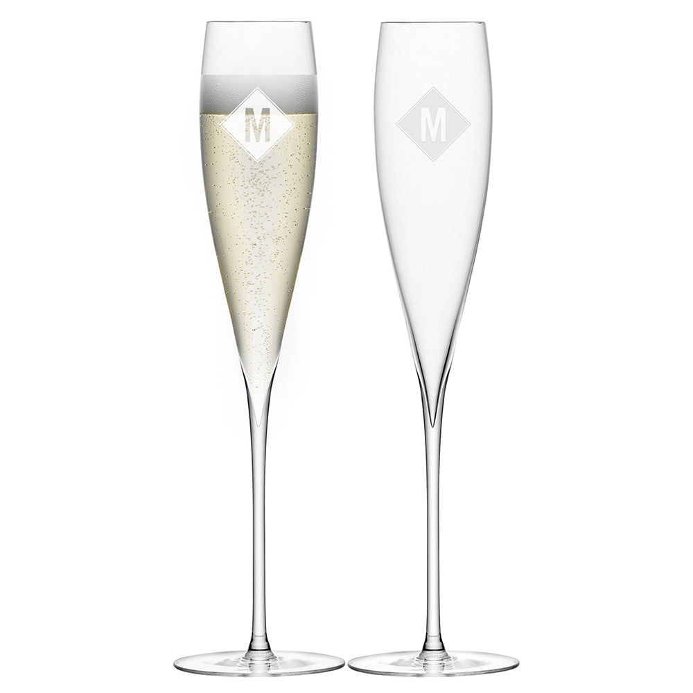 LSA Monogrammed Savoy Champagne Flutes - treat-republic