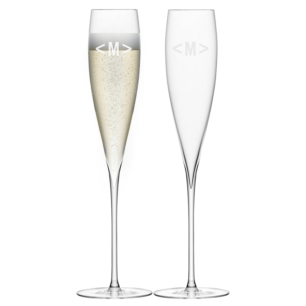 LSA Monogrammed Savoy Champagne Flutes - treat-republic