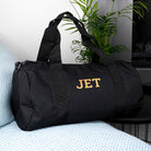 Monogrammed Barrel Gym Bag in Black - treat-republic