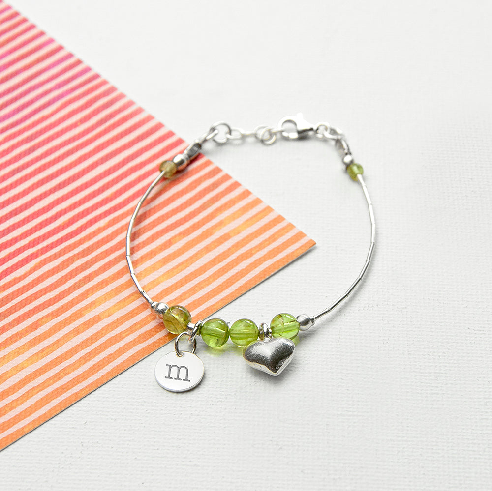 Mother & Daughter Personalised Bracelet With Peridot Stones - treat-republic