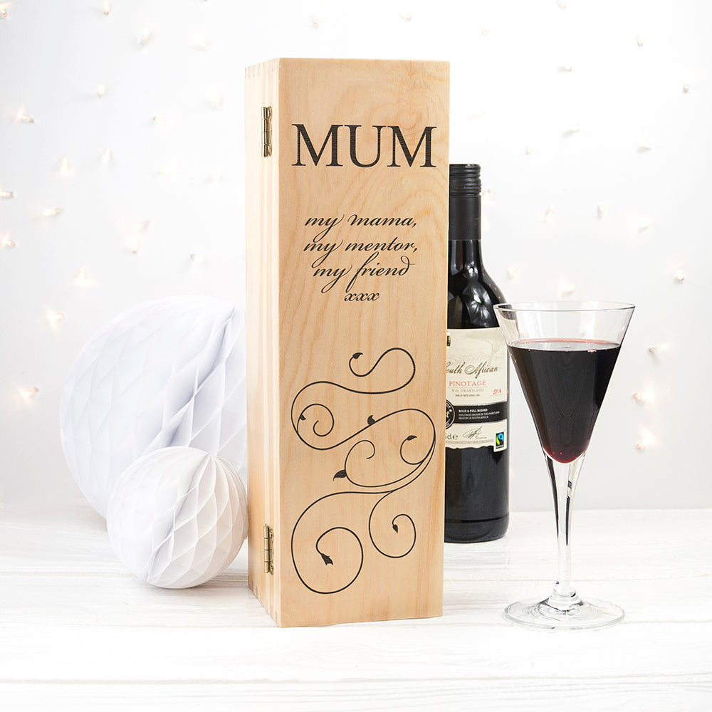 Single Mother's Day Wine Box With Swirls - treat-republic