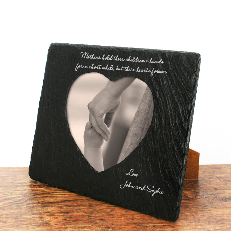 Mothers Hands and Hearts Slate Photoframe - treat-republic