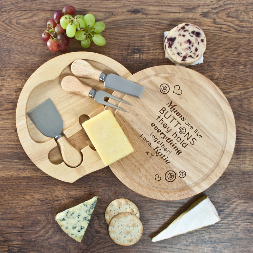 'Mums Are Like Buttons' Round Cheese Board - treat-republic