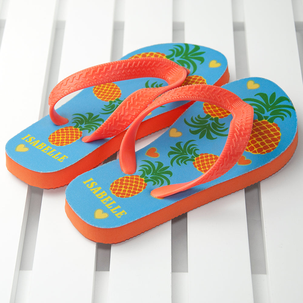 Partying Pineapples! Child's Personalised Flip Flops - treat-republic