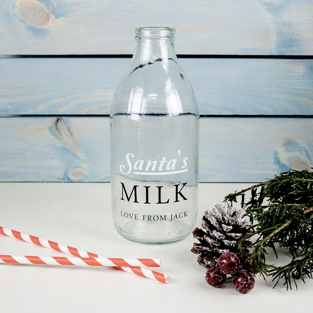 Santa's Glass Milk Bottle - treat-republic