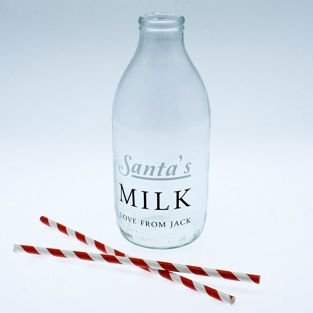 Santa's Glass Milk Bottle - treat-republic
