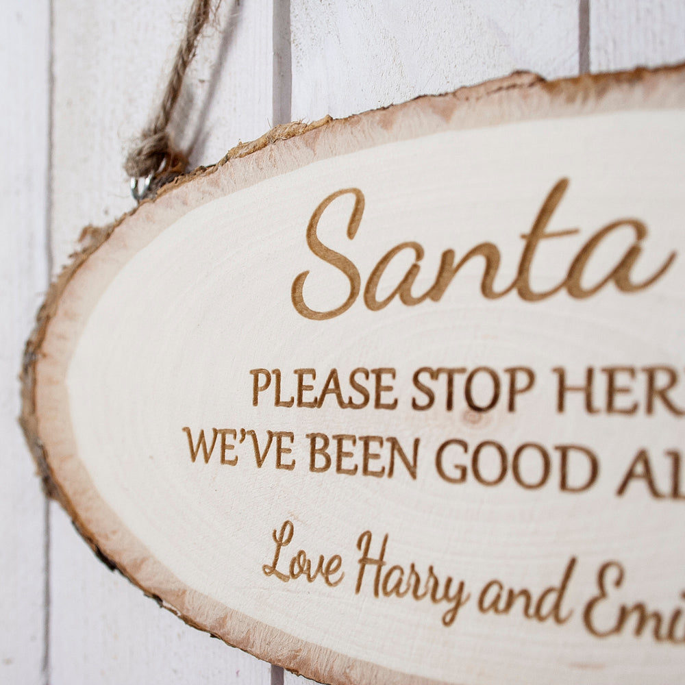 Santa Please Stop Here Wooden Sign - treat-republic