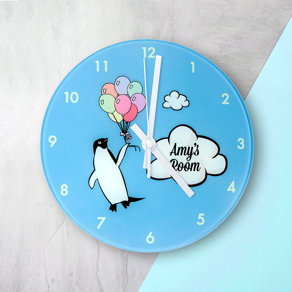 Percy Penguin Personalised Wall Clock - treat-republic
