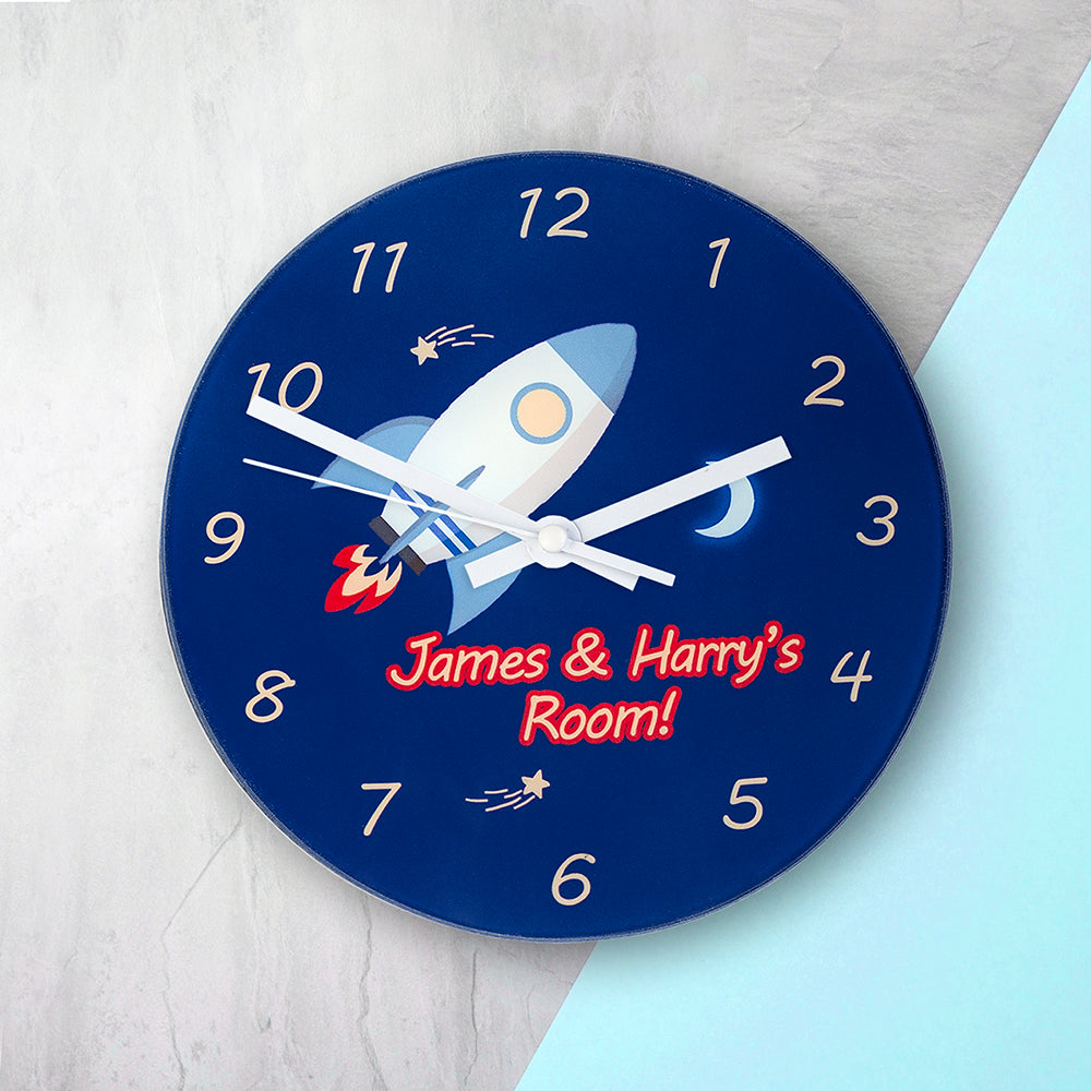 Rocket To The Moon Personalised Wall Clock - treat-republic