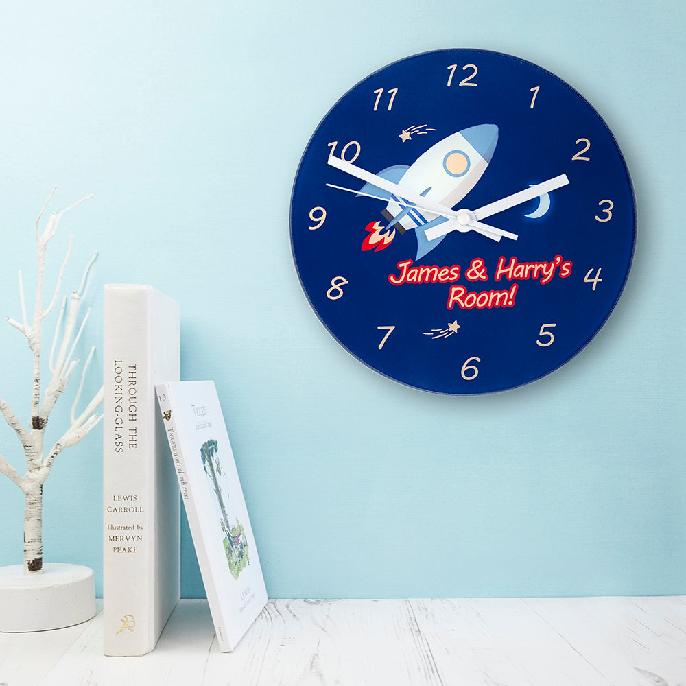 Rocket To The Moon Personalised Wall Clock - treat-republic