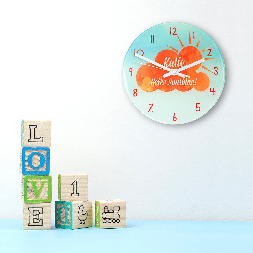 Hello Sunshine Personalised Wall Clock - treat-republic