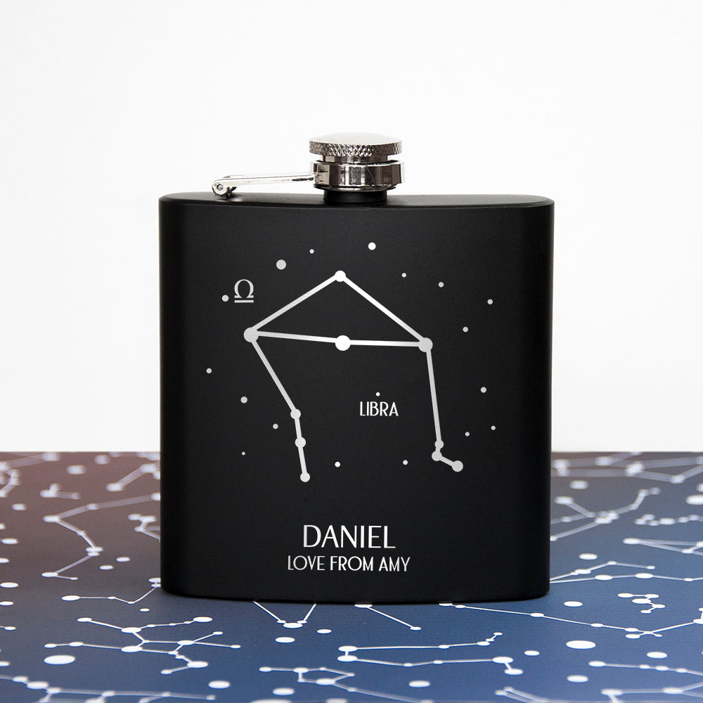 Star Constellation Matte Black Hip Flask - treat-republic