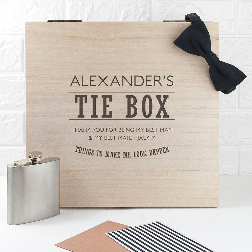 Dashing Gentleman's Tie & Accessory Wooden Box - treat-republic