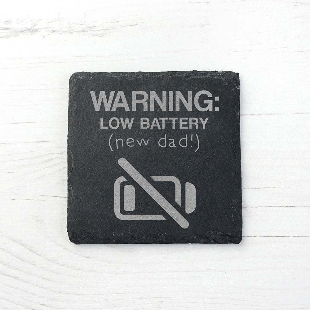 Warning: New Dad Square Slate Keepsake (Non Personalised Gift) - treat-republic