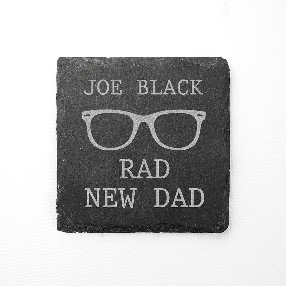 Rad New Dad Square Slate Keepsake - treat-republic
